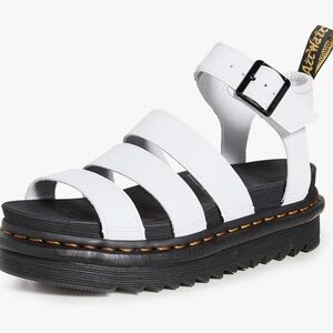 Dr. Martens Blaire White Leather Sandals with Chunky Platform
